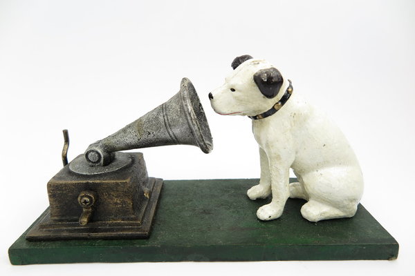Skulptur Hund Grammophon