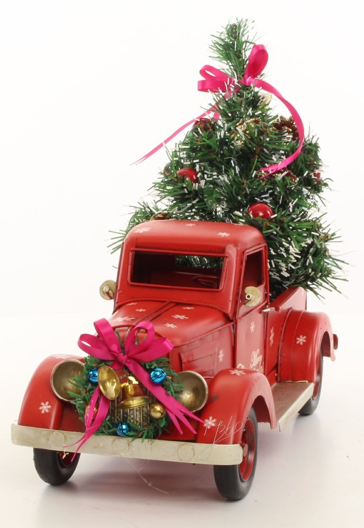 WeihnachtsTruck Pick Up Tannenbaum Christmas Blechmodell Nostalgie Retro Deko 