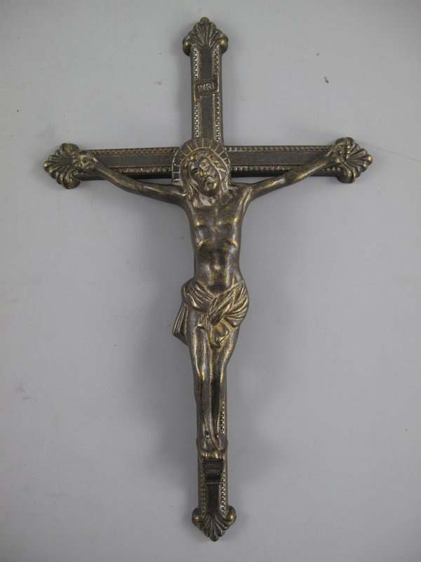 Kruzifix Messing brüniert 42cm