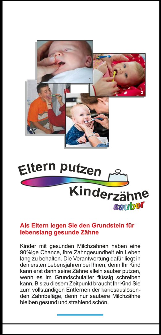 10 Flyer / Faltblatt  - Eltern putzen Kinderzähne sauber